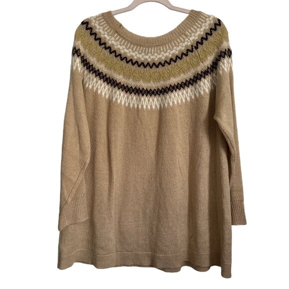 Roamans Womens Fair Isle Sweater Size 14/16WBeige with Geometric Pattern 98% Acr - Picture 11 of 13